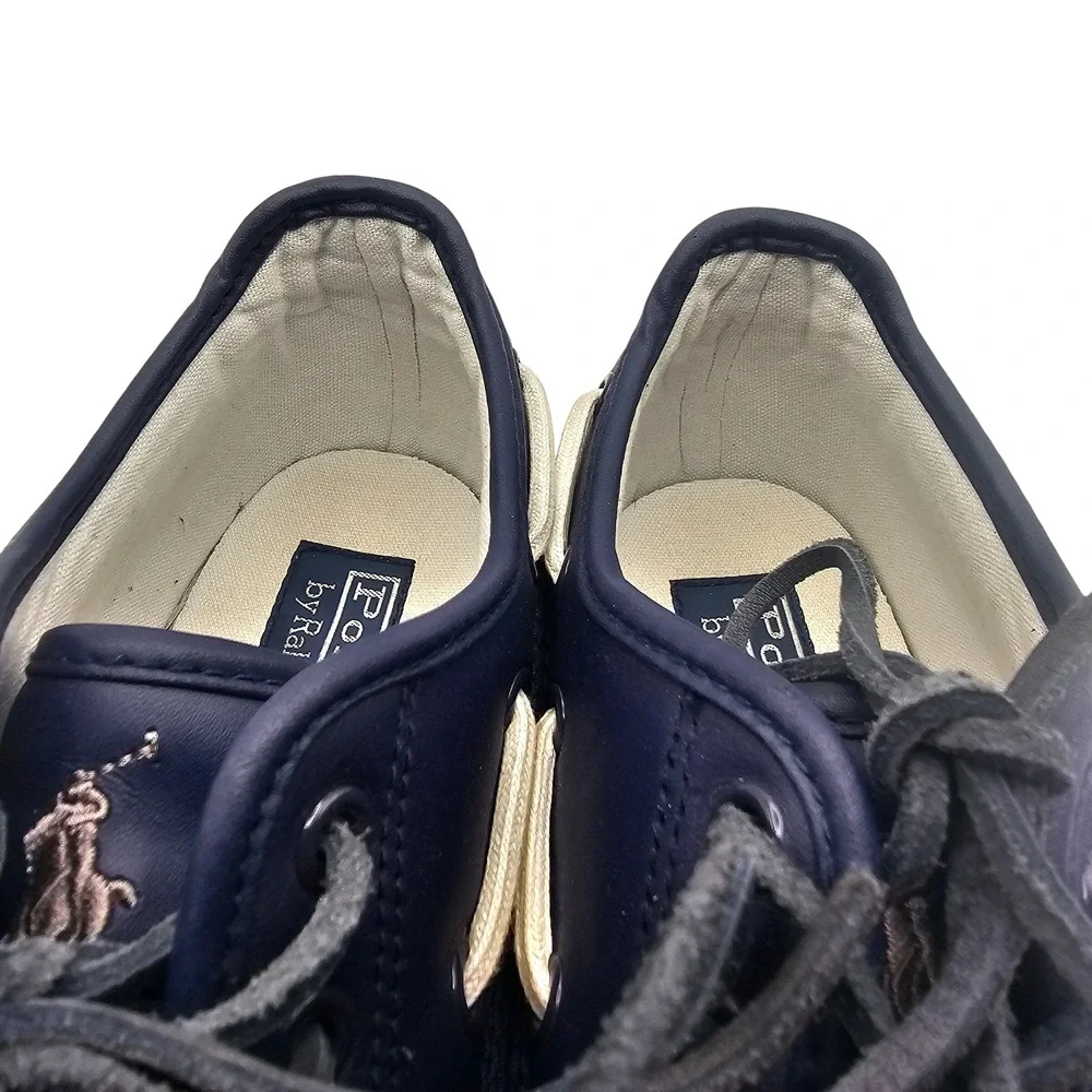 Polo Ralph Lauren Parkstone Boat Shoes 9D Navy Grey Preppy Nautical Ivy Style